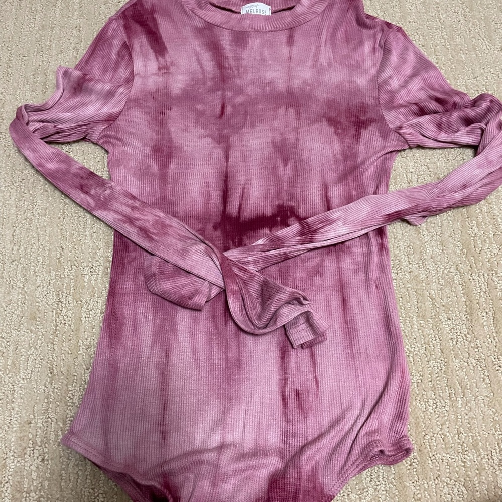 Purple tie dye bodysuit ribbed soft